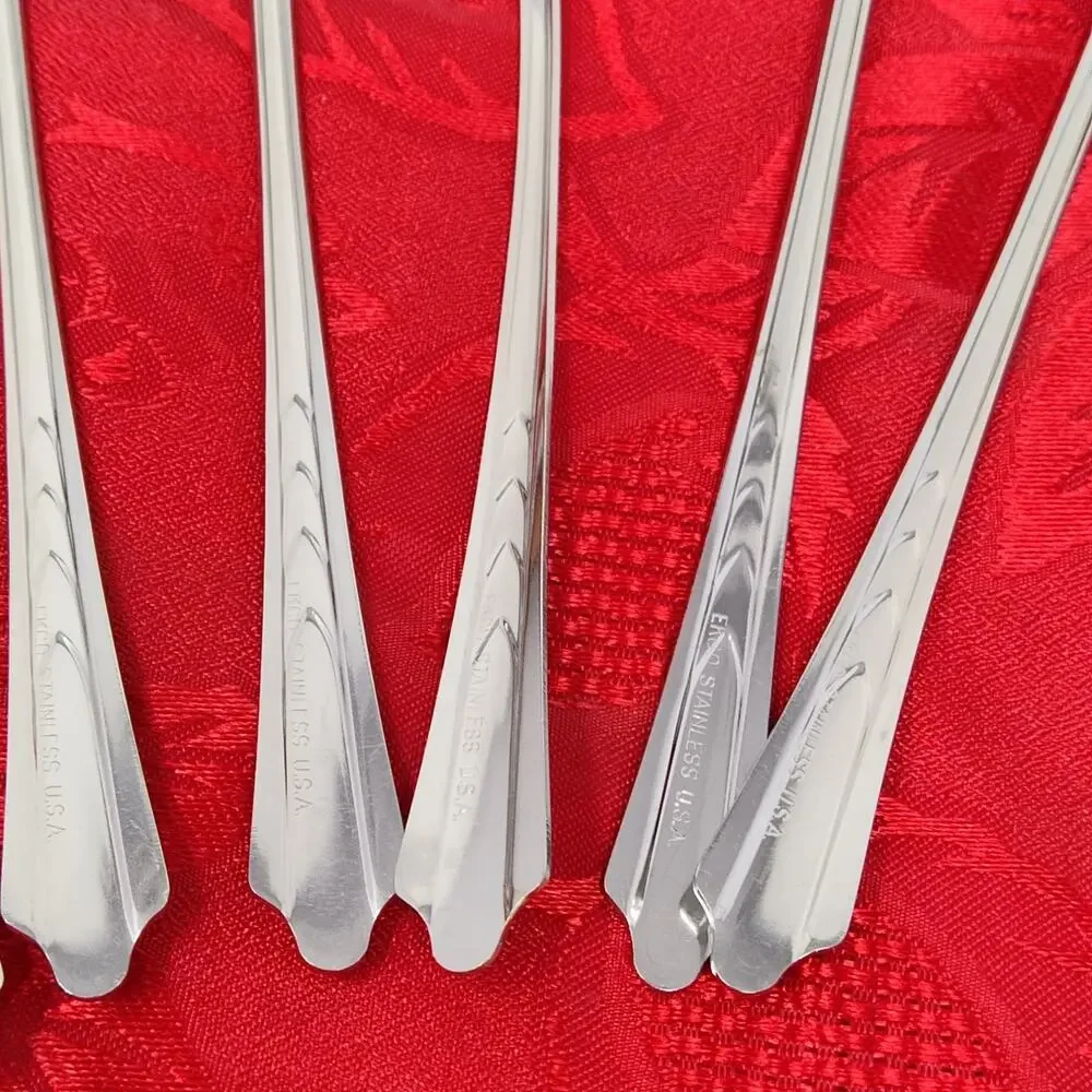 8X LH Tsp Ekco EKS7 Stainless Malt Ice Tea Spoons USA Long Handle